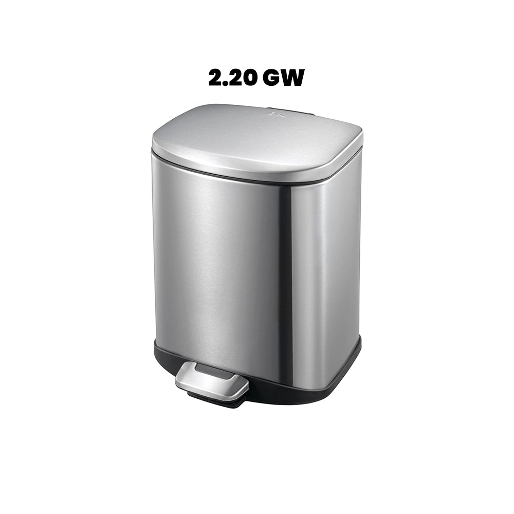 eko della stainless steel rectangular pedal bin 6 liter