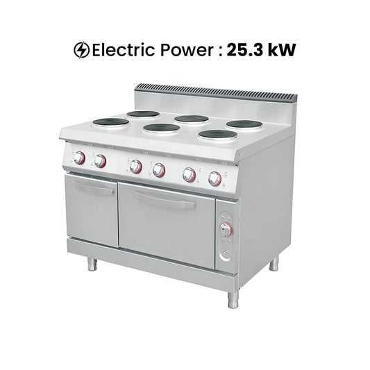 THS 6 Hot Plate Electric Cooker with Oven and Cabinet, 20.4 kW, 120 x 90 x 85 cm