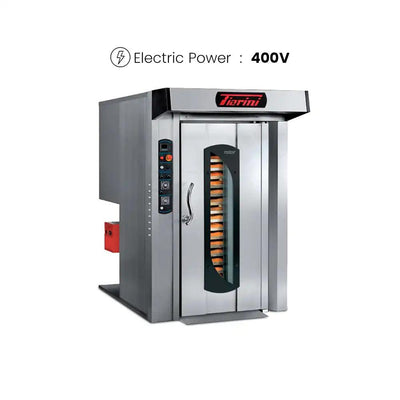 Forni Forini Rotor Diesel Rack Oven, Power 240,000 BTU, 400V / 50Hz / 3 Phase, 143 x 203 x 220 cm - HorecaStore