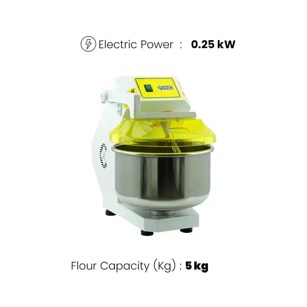 HNC HHY-5MK Dough Kneading Machine, 5 kg Flour Capacity 0.25 kW, 56 x 36 x 65 cm - HorecaStore