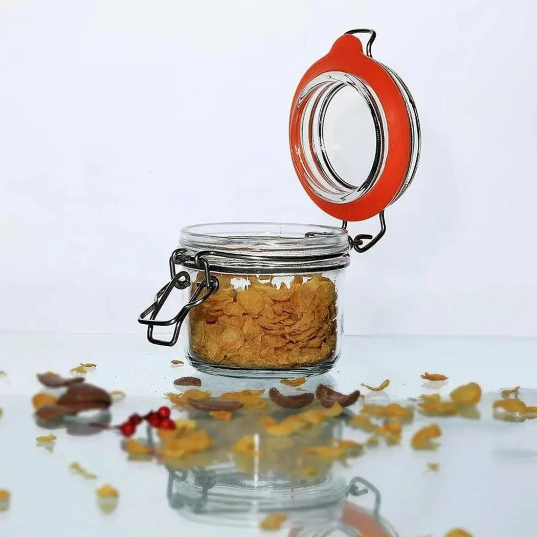 Preserve Clip Jar 125 ml Storage Container With Clear Preserving Seal Wire Clip Fastening For Kitchen Canning Cereal, Pasta, Sugar, Beans, Spice