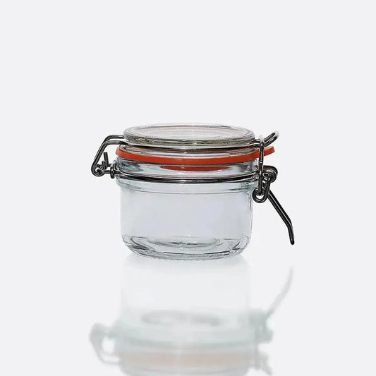 Preserve Clip Jar 125 ml Storage Container With Clear Preserving Seal Wire Clip Fastening For Kitchen Canning Cereal, Pasta, Sugar, Beans, Spice