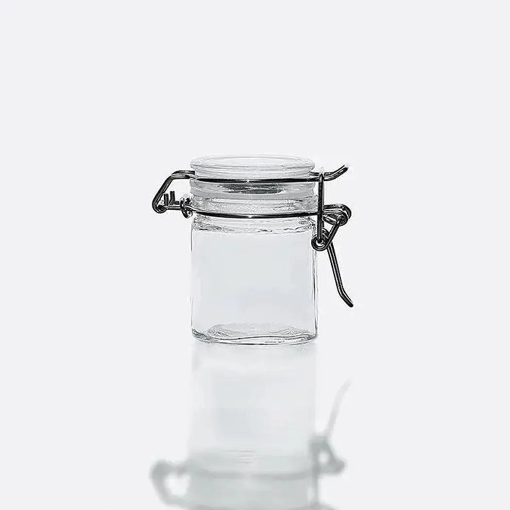 Preserve Clip Jar 50 ml Storage Container Spice With Clear Preserving Seal Wire Clip Fastening with Airtight Clip Lid, Clear