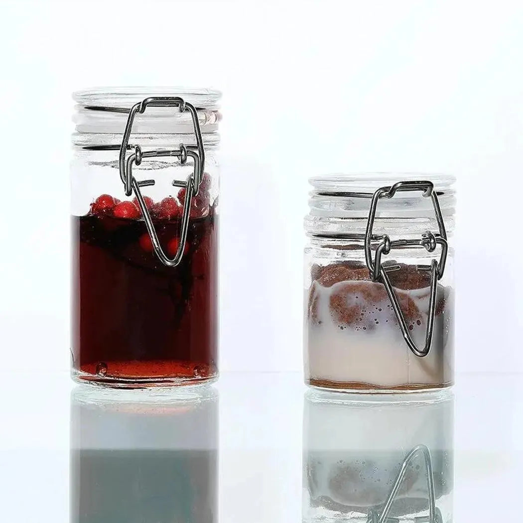 Preserve Clip Jar 70 ml Storage Container Spice With Clear Preserving Seal Wire Clip Fastening with Airtight Clip Lid, Clear