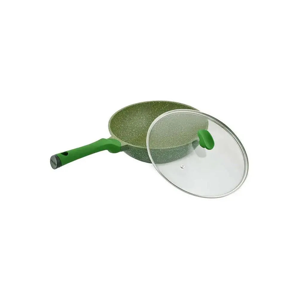 Prestige Essentials Wok Pan With Lid (Green), 28 cm