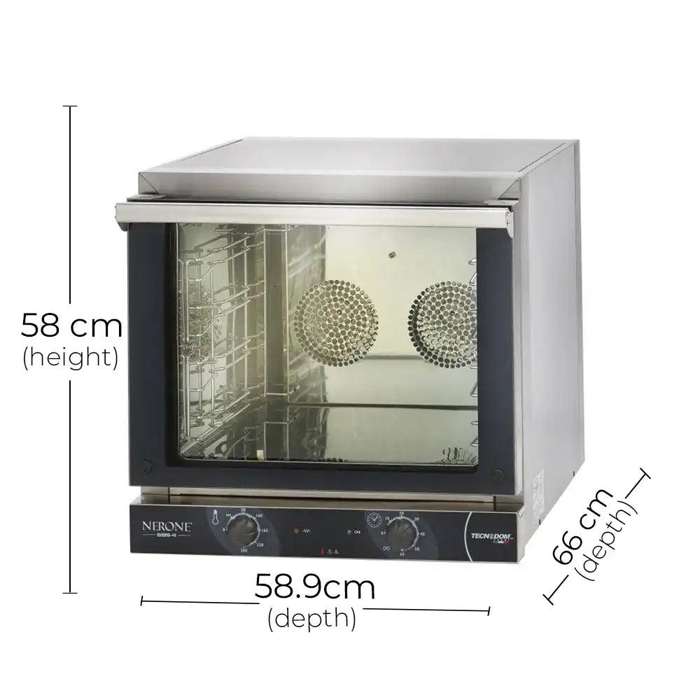 Tecnodom FEM04NE595V Manual Convection Oven, 4 Trays Capacity, Electrical Power 3.15 kW, 58.9 x 68 x 58cm - HorecaStore