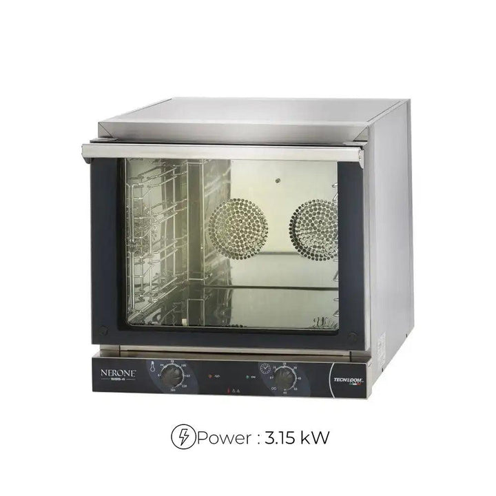 Tecnodom FEM04NE595V Manual Convection Oven, 4 Trays Capacity, Electrical Power 3.15 kW, 58.9 x 68 x 58cm - HorecaStore