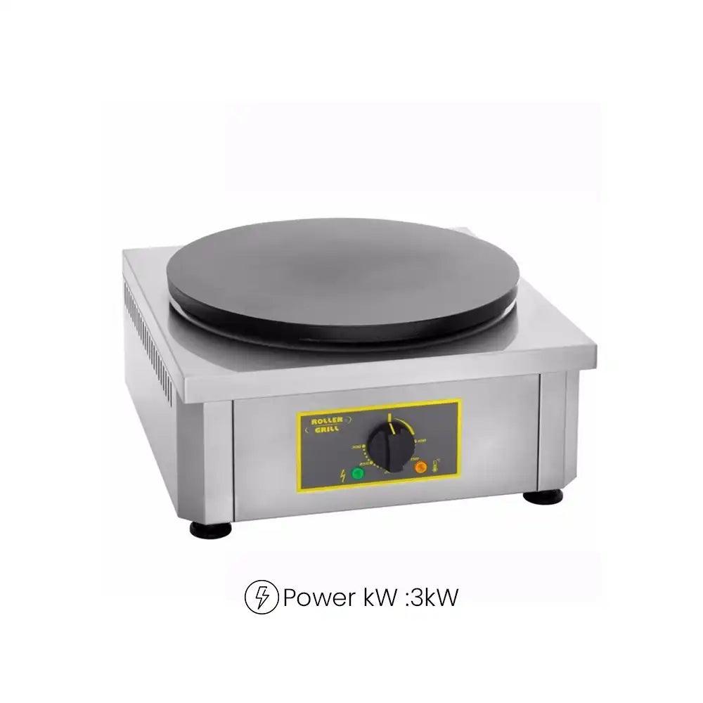 Roller Grill Stainless Steel Body Professional Electric Crepe Maker 3600W, Cast Iron Plate, 45 X 48 X 24 cm - HorecaStore