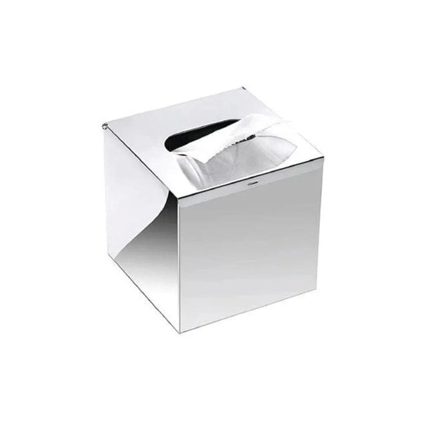 Roomwell Stainless Steel Polished Tissue Box Holder Square, Wall Mounted / Table-Top L13 x W13 x H13 cm