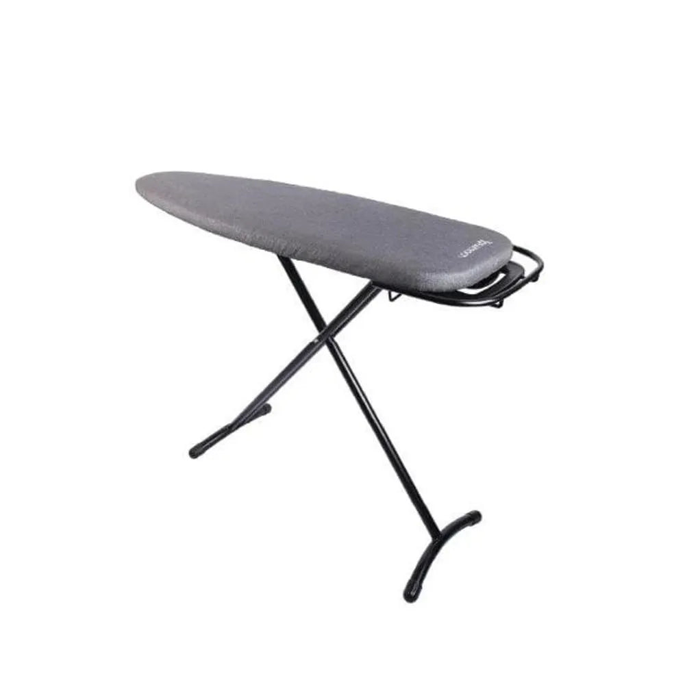 Roomwell Ironing Board Flame Retardant Metallic Cover With Adjustable Height And Retractable Iron Rest, L 130 x W 37 cm,  Black