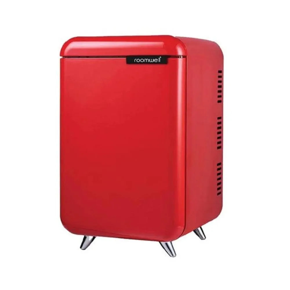 Roomwell Retro Compressor Minibar 40 Litres, H 65.5 x W 40 x D 44 cm, Energy Efficient, Fast Cooling, Color Red