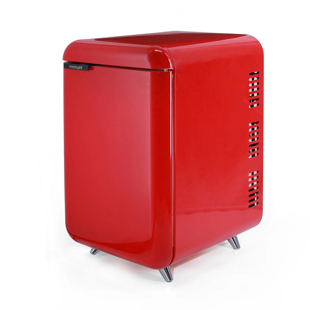 Roomwell Retro Compressor Minibar 38 Litres, H 65.5 x W 40 x D 44 cm, Energy Efficient, Fast Cooling, Color Red - HorecaStore