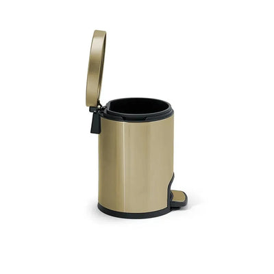 Roomwell UK Action Round Pedal Bin 5 Liter Black Gold