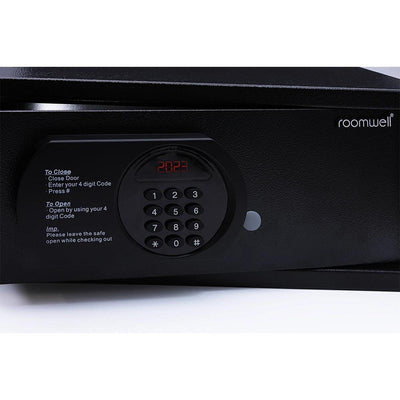 Roomwell UK Pro Safe Box 15'', H 19.5 x W 38 x D 43.7 cm, 15 mm Solid Bolt Locking Steel Construction, 120 Audit Records, Digital Lock, Color Black - HorecaStore