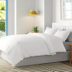 Royale 300 Thread Count Plain Hotel Linen Duvet Cover Queen 100% Cotton Sateen, 110 GSM, 220 x 250 cm, Color White