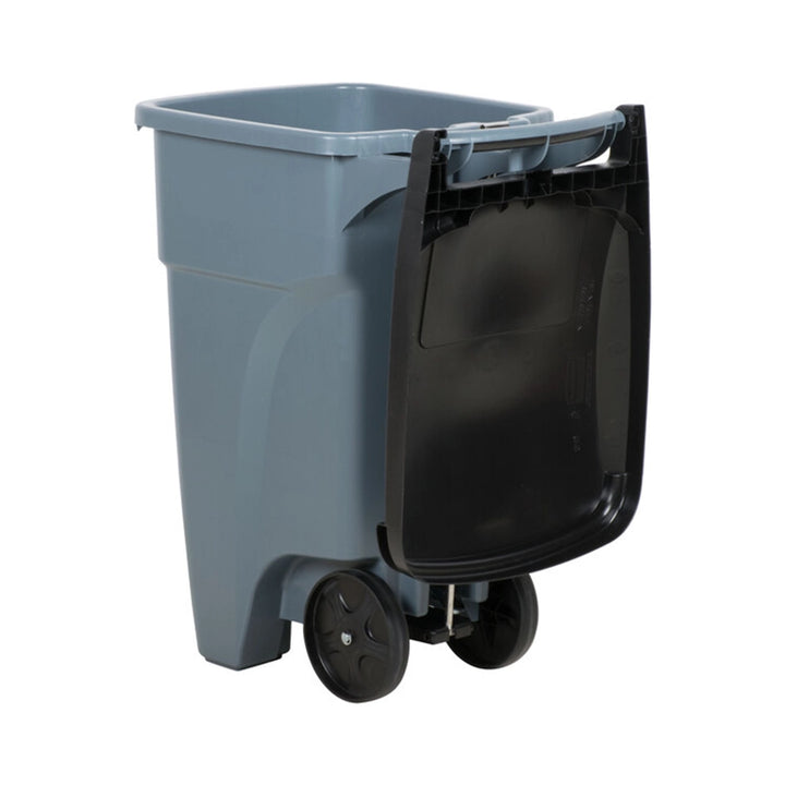 rubbermaid 121l wheeled rectangular trash can with lid gray