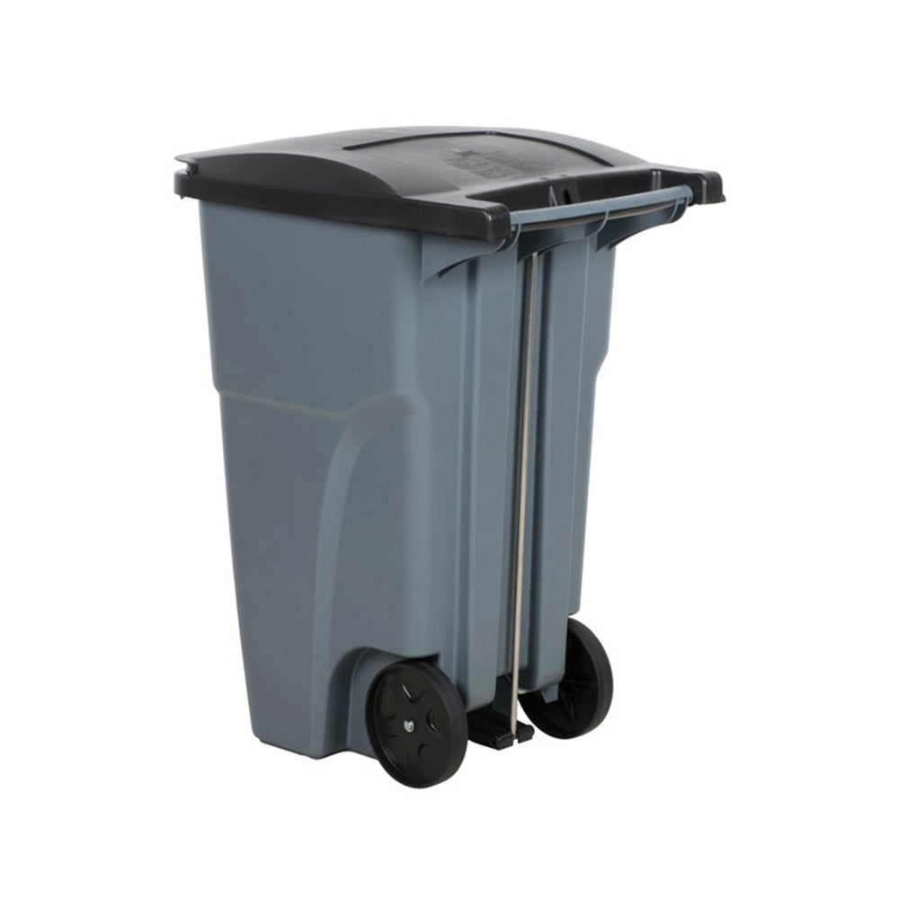 rubbermaid 189l wheeled rectangular trash can with lid gray