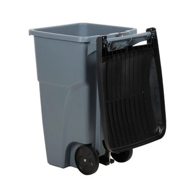 rubbermaid 189l wheeled rectangular trash can with lid gray