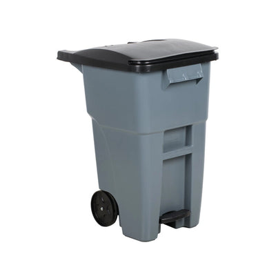 rubbermaid 189l wheeled rectangular trash can with lid gray