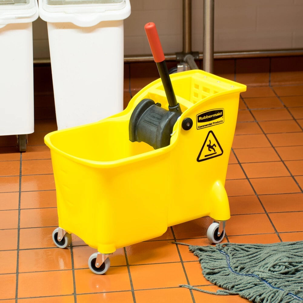 rubbermaid 29l single mop bucket with wringer yellow