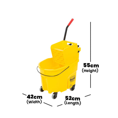 rubbermaid 33l wavebrake single mop bucket with side wringer yellow