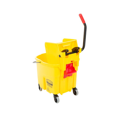 rubbermaid 33l wavebrake single mop bucket with side wringer yellow