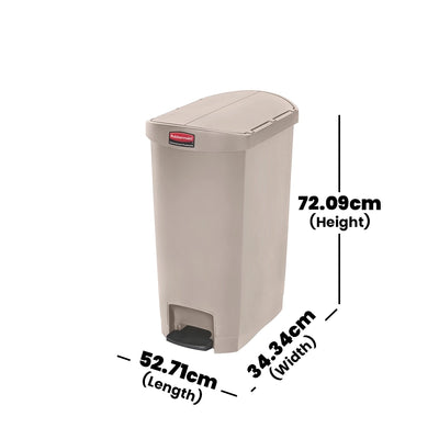 rubbermaid 50l slim jim end step pedal bin beige