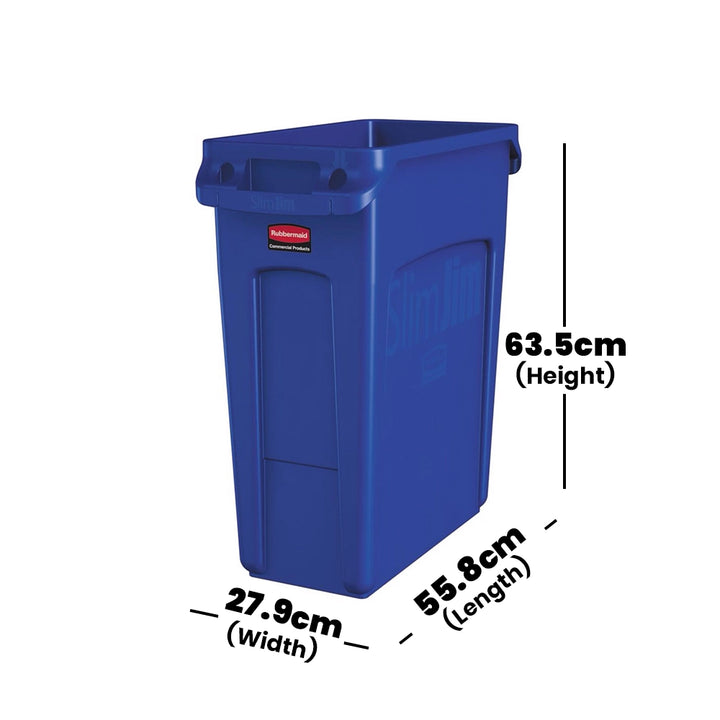 rubbermaid 60l vented slim jim container blue