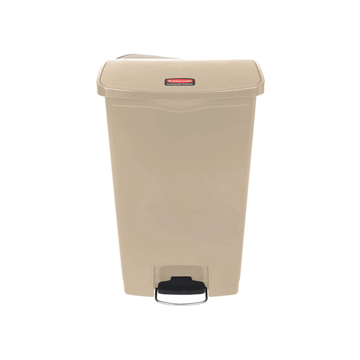 rubbermaid 68l slim jim step on pedal bin beige