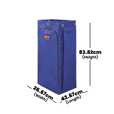 rubbermaid janitorial cleaning cart vinyl bag 128l blue