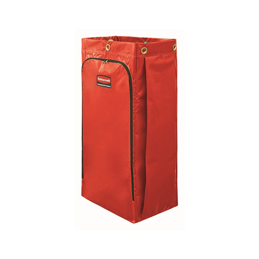 rubbermaid janitorial cleaning cart vinyl bag 128l red