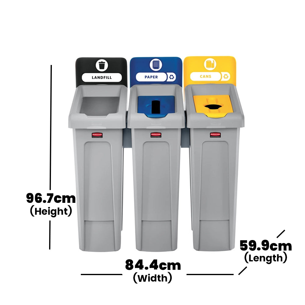 rubbermaid slim jim 3 stream recycling station kit 261l