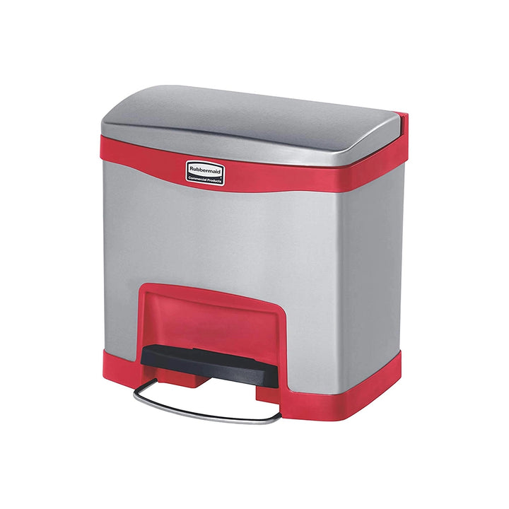 rubbermaid stainless steel slim jim 15l pedal bin red