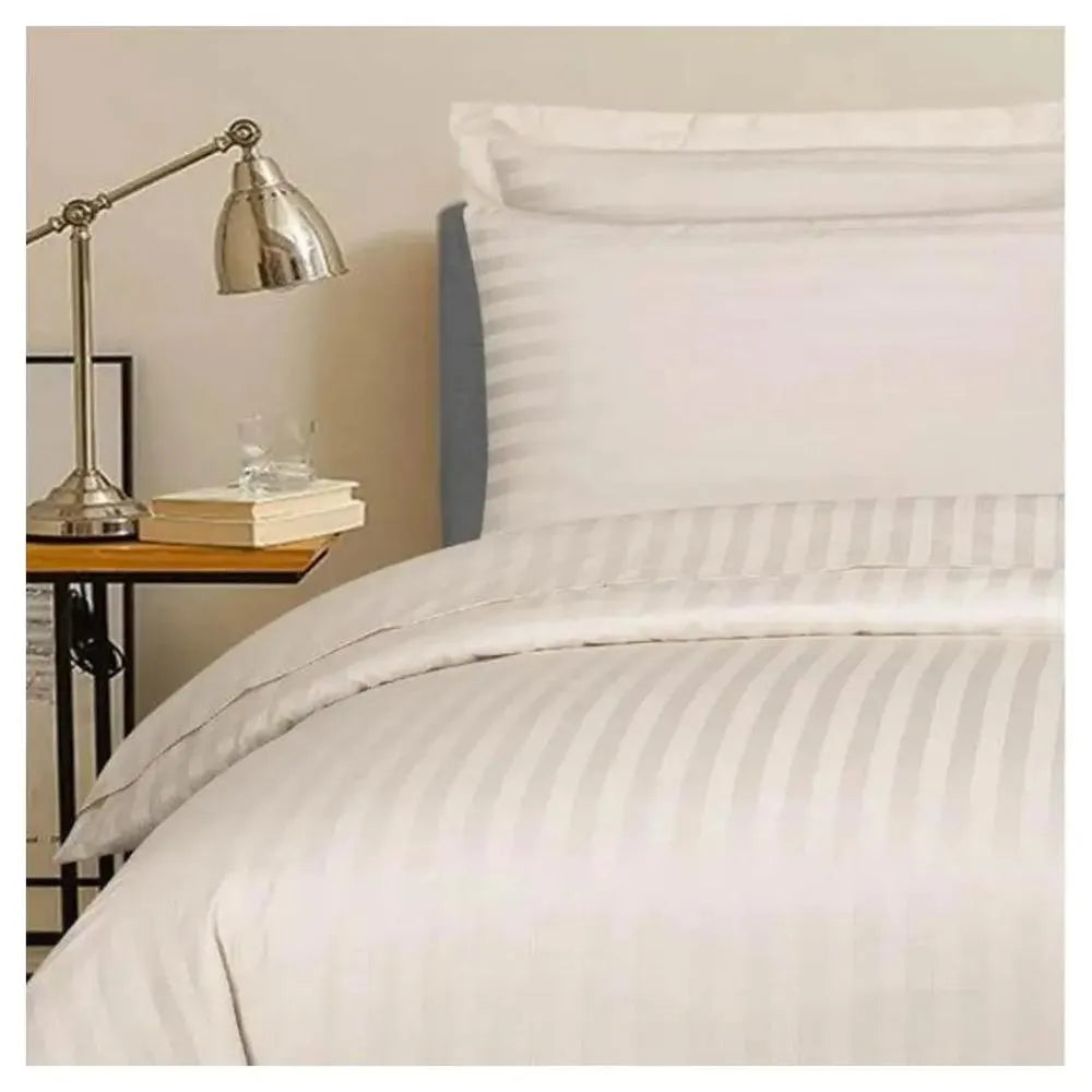 Satin 250 Thread Count Hotel Linen Duvet Cover Single Polycotton Sateen, 120 GSM, 170 x 230 cm, Color White