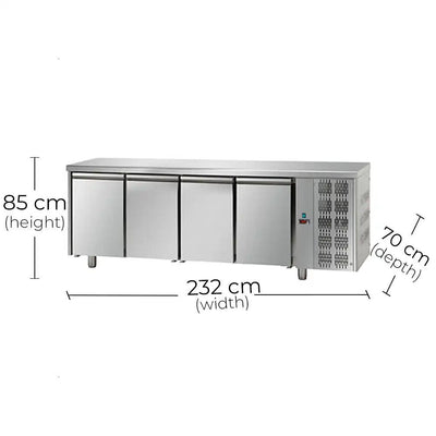 Tecnodom TF04MIDGN Four Door Chiller 620 L 495 W, 236 x 60 x 93 cm - HorecaStore