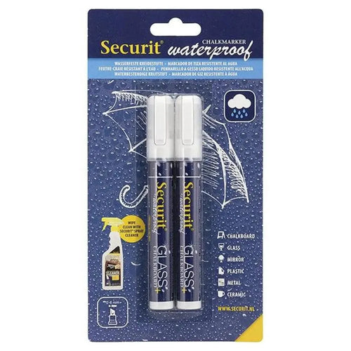 Securit BL-SMA610-WT Chalkmarkers  Blister Waterproof, Color White, Set of 2