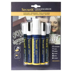Securit BL-SMAMIX-V5-WT Chalkmarker Blister, Color White, Set of 5
