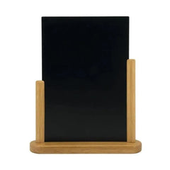 Securit® Tabletop T Sign Stand with Chalkboard Writing Double Surface, Wooden Frame Vertical H 23.3 x W 20 x D 6 cm, Teak