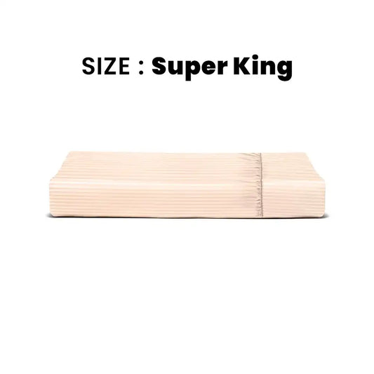 ths zen stripes super king fitted cotton bed sheet pearl