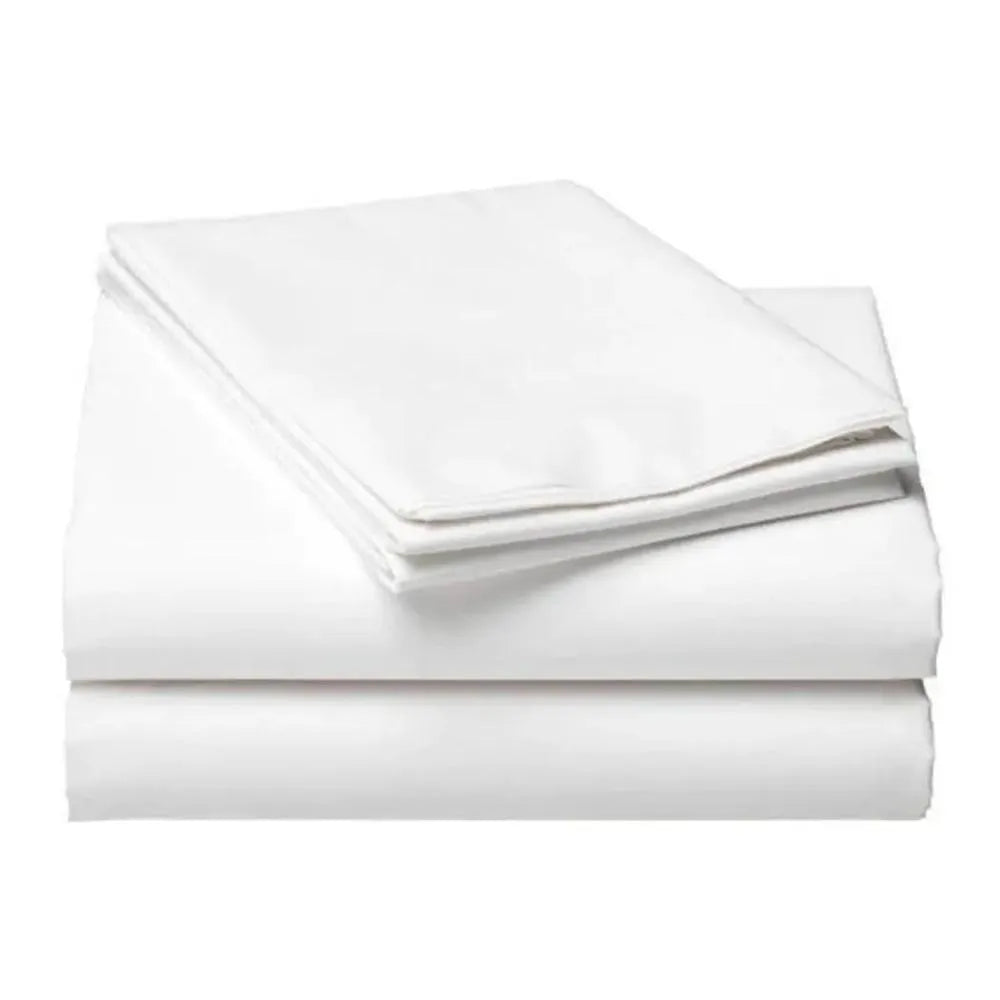 Simplicity 200 Thread Count Hotel Linen Flat Sheet King Polycotton Percale, 120 Gsm, 305 x 305 cm, Color White