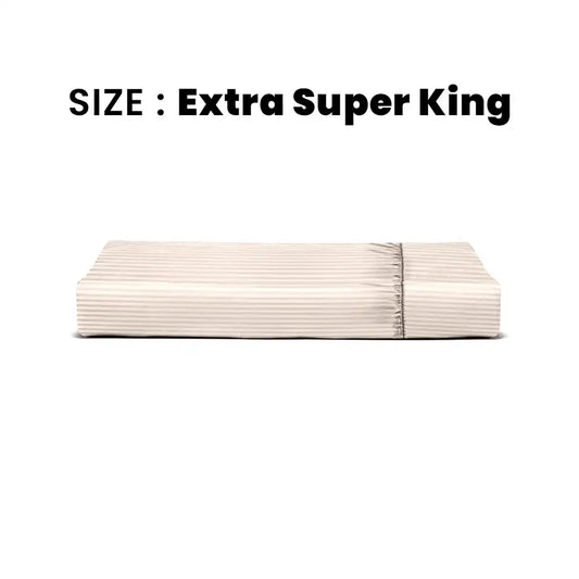 ths zen stripes extra super king fitted cotton bed sheet beige