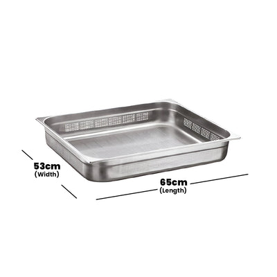 Viraj Stainless Steel Perforated GN 2/1 Pan, Height 6.5cm