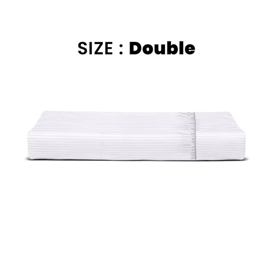 ths zen stripes double fitted cotton bed sheet white