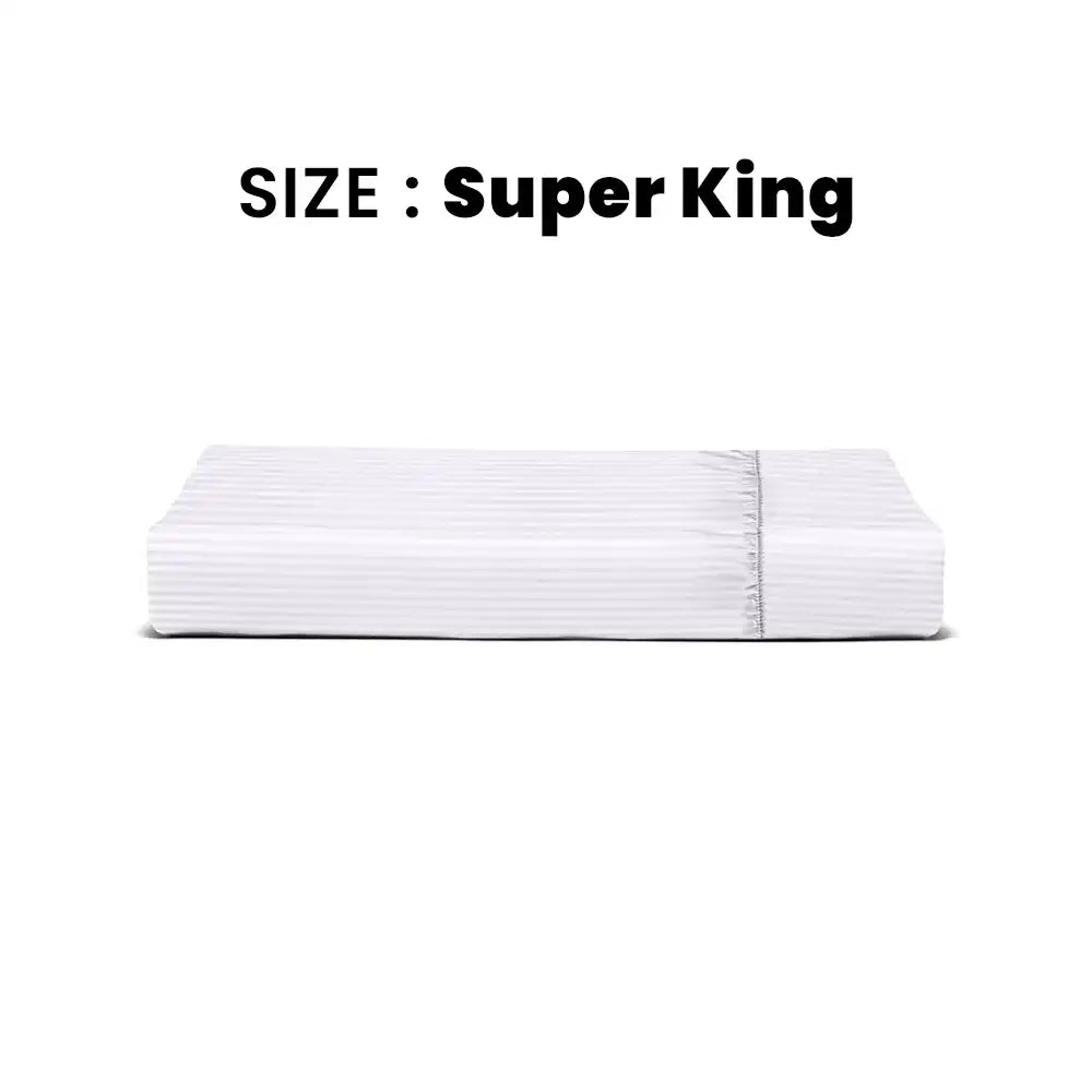 ths zen stripes super king fitted cotton bed sheet ivory