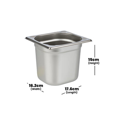 Viraj Stainless Steel GN 1/6  Pan, Height 15CM