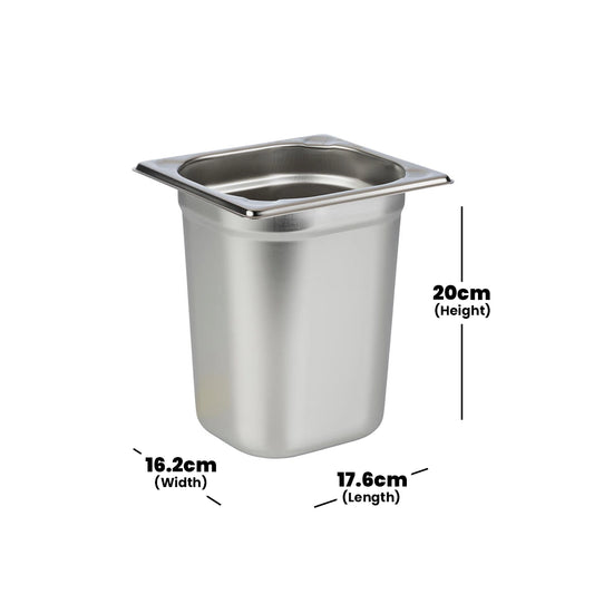 Viraj Stainless Steel GN 1/6 Pan, Height 20CM