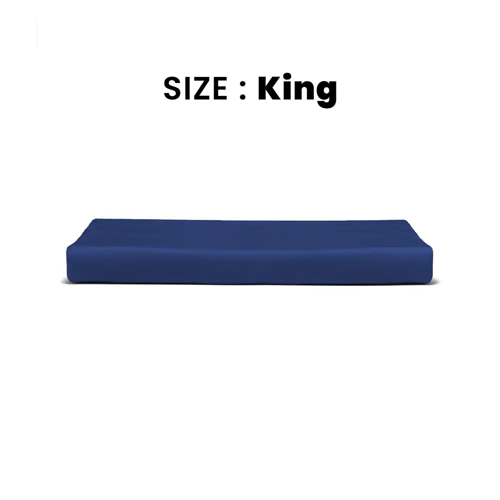 ths giza cotton king flat bed sheet indigo blue