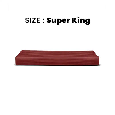 ths zen stripes super king cotton flat bed sheet burgundy