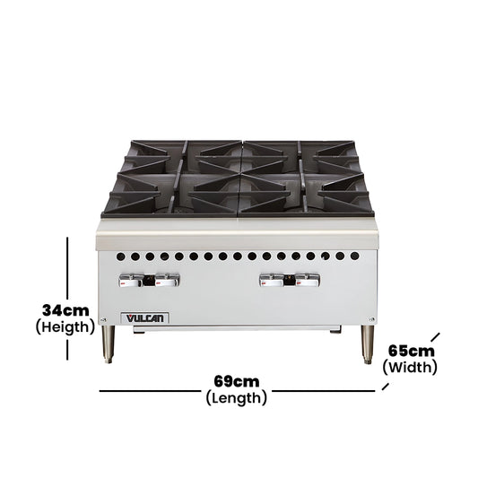 Vulcan Table Top Gas Cooker 4 Burner, 60 x 75 x 34 cm