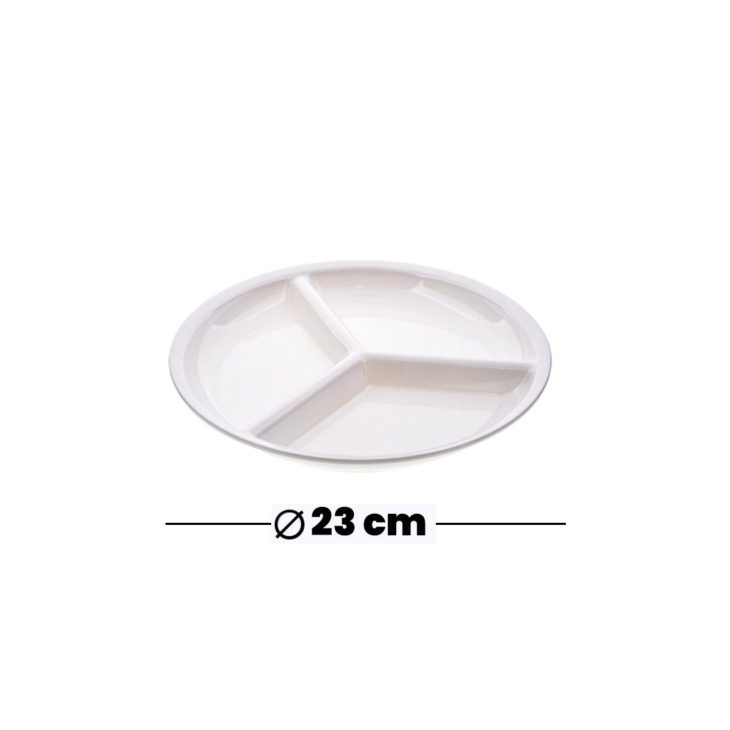 Tribeca Polycarbonate White Compartment Plate 3 Parts 23 cm, BOX QUANTITY 30 PCS